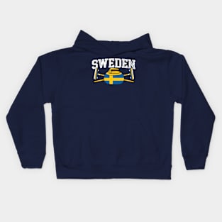 Sweden Curling Broom Winter ice Sports Swedish Flag Curling Kids Hoodie